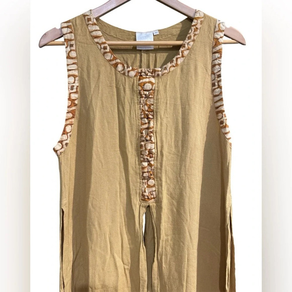 Meeka Trading Co tan tank tunic with slits size Large women’s EUC - Picture 4 of 8